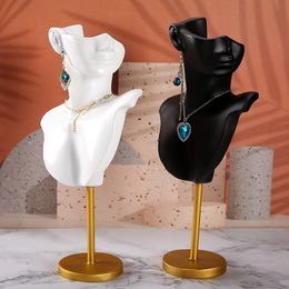 Jewellery Stand Black/White Resin/Metal Earrings Necklace Jewellery Display Mannequin 3 Colours Stand Holder Bangle Watch Jewellery Storage 230727