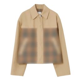 23ss FW Women Designer Jacket TechnicalBlouson With Plaid Letters Pattern Designer Lapel Neck Bomber Coat Girls Milan Runway Jersey Designer Tops Outwear Parka