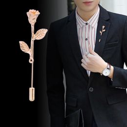 Brooches 2023 Fashion Men's Flower Rose Long Needle Lapel Pins Women Shirt Suit Jacket Accessories Wedding Dinner Brooch