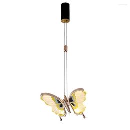 Chandeliers Postmodern Designer Metal Butterfly Chandelier Personality Home Deco Hanging Lamp Bedroom Bedside Indoor Led Lighting Fixture