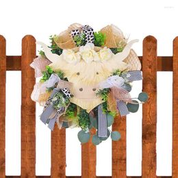 Decorative Flowers Highland Cow Wreaths For Front Door Rustic Cattle Garland Flower All Seasons Outdoor Indoors