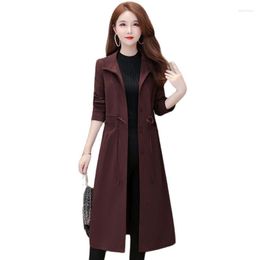 Women's Trench Coats Fashion Windbreaker Long Foreign Style Autumn High-End Middle-aged Solid Colour Slim Slimming Temperament Coat