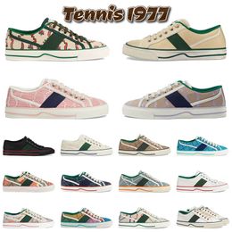 2023 top new Designers Tennis 1977 Sneakers Luxury Canvas Shoes Beige Blue Washed Jacquard Denim Shoe Ace Rubber Sole Embroidered Vintage Casual Sneaker