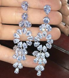 Dangle Earrings Wedding Bridal Chandelier Cubic Zirconia Crystal Rhinestone Drop Earring Prom Jewelry