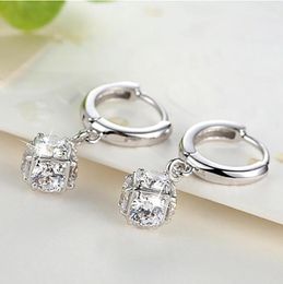 Stud Earrings Real 1 Carat Diamond Earring For Women Jewellery 925 Sterling Silver Square Geometric Kolczyki Perola Bizuteria Orecchini