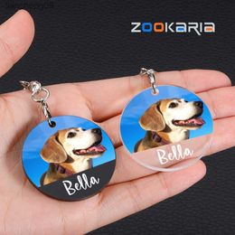 Acrylic Clear Pet ID Tag Personalized Dog Tags with Colorful Photo Engraving Customized Name Plate Anti-Lost Pet Collar Pendant L230620