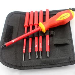 Screwdrivers 7 In 1 Insulated Screwdriver Set Electrician Precision Magnetic Screw Diver Bits Kit Electrical Equipment Repair Tool Hand Tools 230726