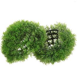 Decorative Flowers 2 Pcs Faux Upholstery Trim Grass Ball DIY Ornament Topiary 10x10cm Balls Fake Green Plastic Party Supplies