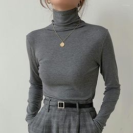 Women's T Shirts LJSXLS Basic Turtleneck Long Sleeve T-Shirt Women 2023 Autumn All-Match Slim Tops Female Casual Tshirts Korean Fashion