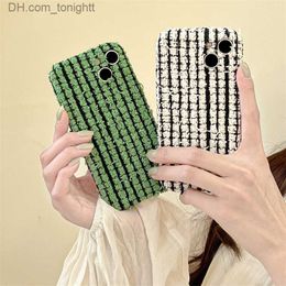 Cell Phone Cases Plush stripe Fluffy striped shell phone case for 11 12 13 14 pro max Z230728