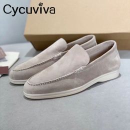 Dress Shoes Formal Kid Suede Men Flat Shoes Khaki Real Leather Flat Penny Shoes Men's Driving Shoes Lazy Loafers Summer Walk Shoes for Men 230726