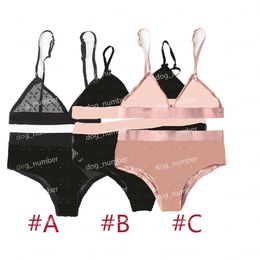 Crystal Letters Lace Underwear Womnes SpasHG Beach Sexy Tulle Bra Briefs Summer Thin Soft Comfortable Lingerie 3 Colors1870