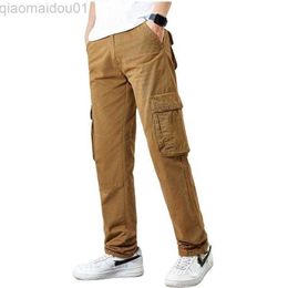 Men's Pants Cargo Pants Men Safari Style Multiple Pockets Causal Pants Mens Cotton Loose Trousers Military Solid Color Full Length Trousers L230727