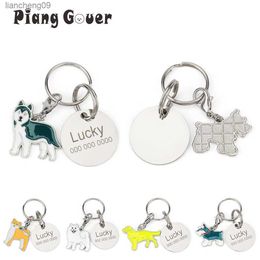 Personalised Nameplate Cat Dog ID Tag Collar Accessories Custom Necklace Animal Pendant Name Number Engraved Pet Collar L230620