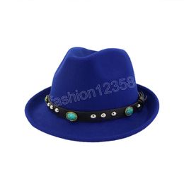 Woollen Blend Short Brim Fedora Hat Women Men Felt Cowboy Panama Cap Fascinator Luxury Ladies Casual Party Wedding Jazz Hat