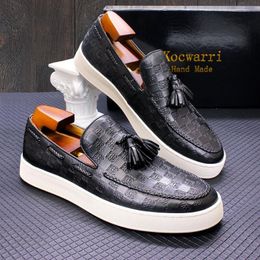 Casual Comfortable Leather Flat Handmade Pattern Tassel Non slip Banquet Party Dress Men s Shoes Zapatos Hombre A Shoe Zapato