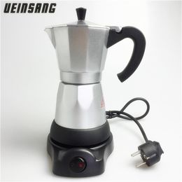 6cups 300ml Electric Coffee Maker Aluminum Material Coffee Pots Moka Pot Mocha coffe Machine v60 Coffee Filter Espresso Maker T200228K