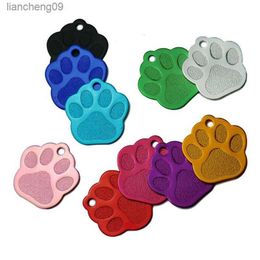 Wholesale 20Pcs Engraved Cat Puppy Pet ID Name Collar Tag Pendant Pet Accessories Bone/Paw Glitter Pet Decoration Dog Cat ID Tag L230620