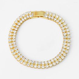 Link Bracelets 4mm Cubic Zirconia Tennis Bracelet Iced Out Chain For Women Men Gold Silver Colour CZ Jewellery