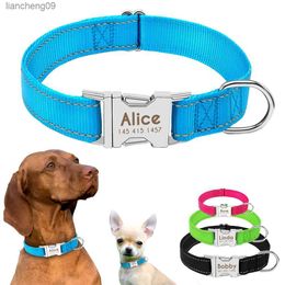 Personazlied Dog Collar Nylon Puppy Pet Collars Reflective Free Engraved Dog Anti-lost Tag collar perro Pet Products for Bulldog L230620