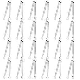 Cooking Utensils 24Pcs Stainless Steel Mini Serving Tongs Heart Shape Head Sugar 53 Inch Ice Cube Clips Bread Food Kitchen Gadget 230726