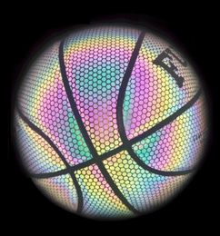 Balls Selling PU Basketball Reflective Ball Glow Size 7 Outdoor Indoor Glowing Luminous Basketbol Gift 230726