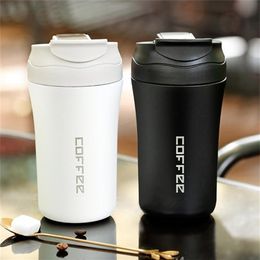 400ml Double Stainless Steel Coffee Thermos Mug With Straw Multifunctional Car Vacuum Flask Portable Travel Insulated Cup 211223307c