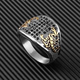 Wedding Rings Stainless Steel Rings Scorpion Inlaid Gemstones Trendy Men Cool Ring for Friend Boyfriend Jewelry Gift Wholesale 230726