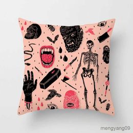 Cushion/Decorative Customizable Halloween Cushion Cover Horror Skull Decorative Cover Bat Pumpkin Cover Car Decor Home Goods R230727