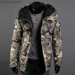 Men's Down Parkas Mens Down Parkas Winter Thick Warm Coat Fur Windbreaker Jacket Autumn Camouflage Print Pocket Zipper Long Sleeve 221125 Z230727