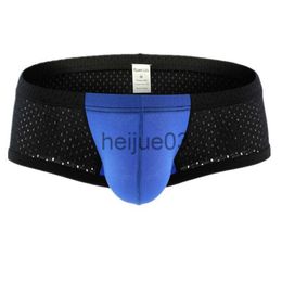 Briefs Panties Sexy Men Underwear Boxers Shorts Cueca Breathable Mesh Pantis Man Patchwork Low Waist U Convex Pouch Underpants masculina S-XL x0726