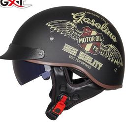 GXT DOT Certification Retro Motorcycle Helmet Moto Helmet Scooter Vintage Half Face Biker Motorbike Crash Moto Helmet Casco Moto2939
