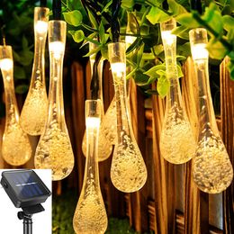 Garden Decorations Water droplets Solar String Lights 6m 30led Waterproof Outdoor Decoration garland Fariy Christmas Wedding party 230727