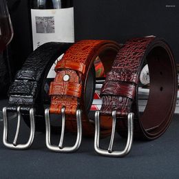 Belts Men And Women Wide Leather Belt High Quality Crocodile Grain Stylish Personality Versatile Design Golf Pin Buckle A261