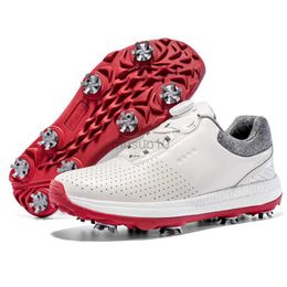 Other Golf Products Quick-Lacing Men Golf Shoes With Spikes Microfiber Leather HKD230727