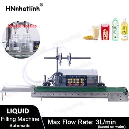 T200 Automatic 2 Heads High Temperature Heat Resistance Water Beverage Coffee Filling Machine With Waterproof Conveyor Belt 600mm