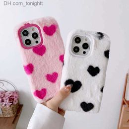 Cell Phone Cases Cute Love Heart Genuine Rabbit Hair Cases For Iphone 14 Pro Max 13 12 11 XR XS X 8 7 Iphone14 Soft TPU Animal Back Cover Z230728