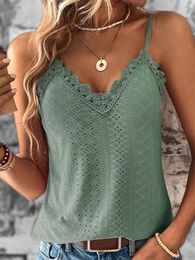 T-Shirt Newest Summer Girl Women Lace Splicing Hollow Out Crochet Camisole Tank Cotton Cami Sleeveless Shirt Ladies Sexy Slim Vest Tops