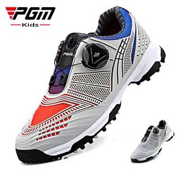 Other Golf Products PGM Children's Golf Shoes Boys Button Quick Lacing Shoes Outdoor Sports Waterproof Sneakers Gradient Colour Autumn Winter XZ105 HKD230727