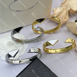 Designer Opening Bracelets Triangle Badge Women Bangle Personality Charm Bracelets with Gift Box