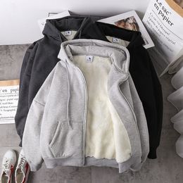 Women's Hoodies Sweatshirts Ready Stock Women Coat Plush Jackets Solid Color Velvet Thick Warm Winter Zipper Sweatshirt Tops Plus Size 230727