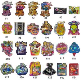 Empty shape reusable Mylar bags plastic heat seal resealable baggies 3.5g die cut foil holographic Shaped package