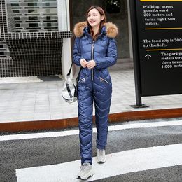 Other Sporting Goods Ski Jumpsuit Women OnePiece Insert Winter Suits Comfy Hooded Faux Fur Jacket fashion Warm 1103 230726