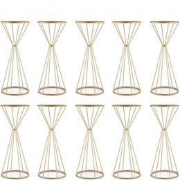 Party Decoration 10PCS Gold White Flower Stand 70CM 50CM Metal Road Lead Wedding Centerpiece Flowers Rack For Event2970