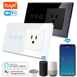 Smart Power Plugs Tuya 16A Smart Wall Outlet Combo Smart WiFi Light Switch Smart Life APP Remore Control WiFi Socket Work with Alexa Google Home HKD230727