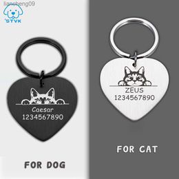 Personalized Engraving Pet Cat Dog Name Tags Kitten Puppy Anti-lost Stainless Steel Collars Tag Collar for Dogs Cats Nameplate L230620