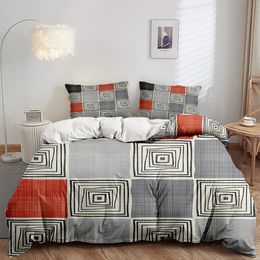 Bedding sets Luxury Morden Chequered pattern Striped Bedding Set Queen King Duvet Cover Pillowcase Quilt Cover Bed Sheet Bedding Kit 230726