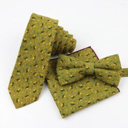 Bow Ties Mens Cotton Designer Skinny Floral Striped Pocket Square Handkerchief Butterfly Tie Set Three Pieces Lots