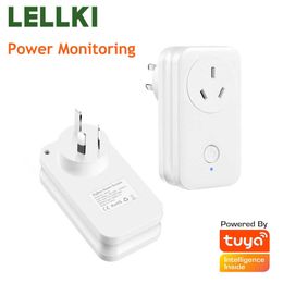 Smart Power Plugs LELLKI Tuya Zigbee Socket Smart Life Home AU Power Monitoring Australia Wifi Plug With Assistant Alexa 100-240V HKD230727