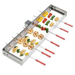 BBQ Tools Accessories 80CM Not limited to roasting needles Automatically flipping the shelf Adjusting the width Barbecue Grill Rolling skewers tools 230726